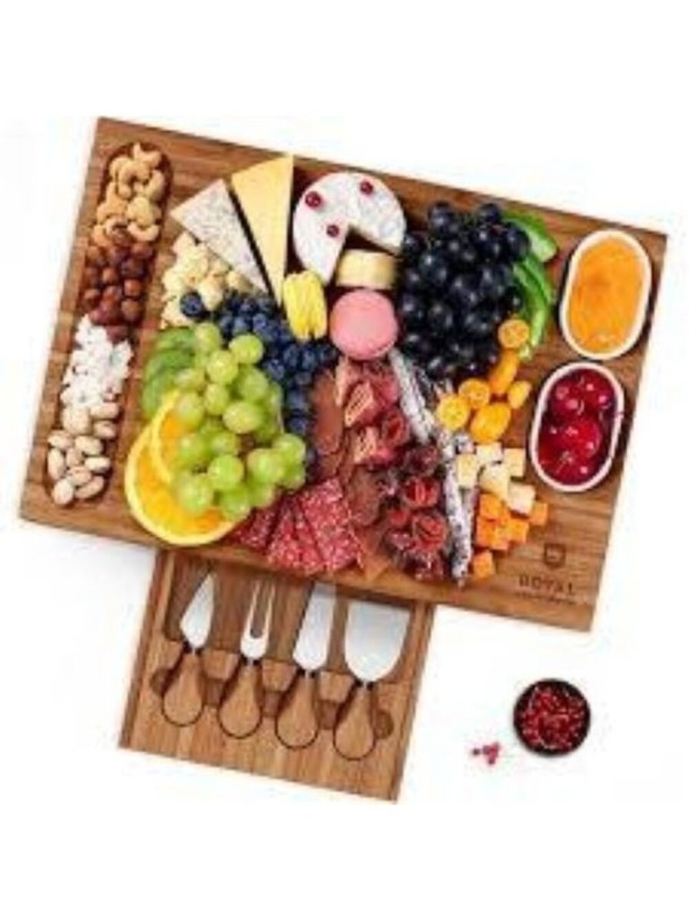 Unique Bamboo Cheese Board Charcuterie Platter & Serving Tray XL Size